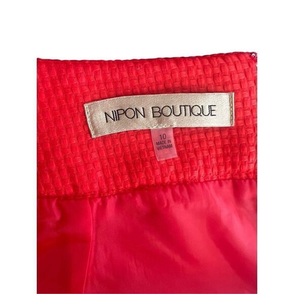 NIPON BOUTIQUE Bright Tangerine color Pencil Skirt Texture size 10 - Picture 5 of 7